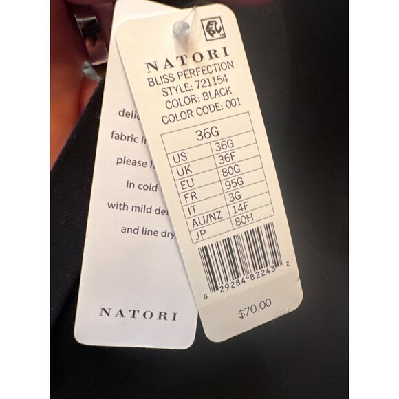 Natori Bliss Perfection Black Lace Underwire Bra 36G Brand New $72 Retail - Picture 2 of 4